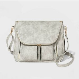 Zippered Pocket Crossbody Bag/Purse Grey